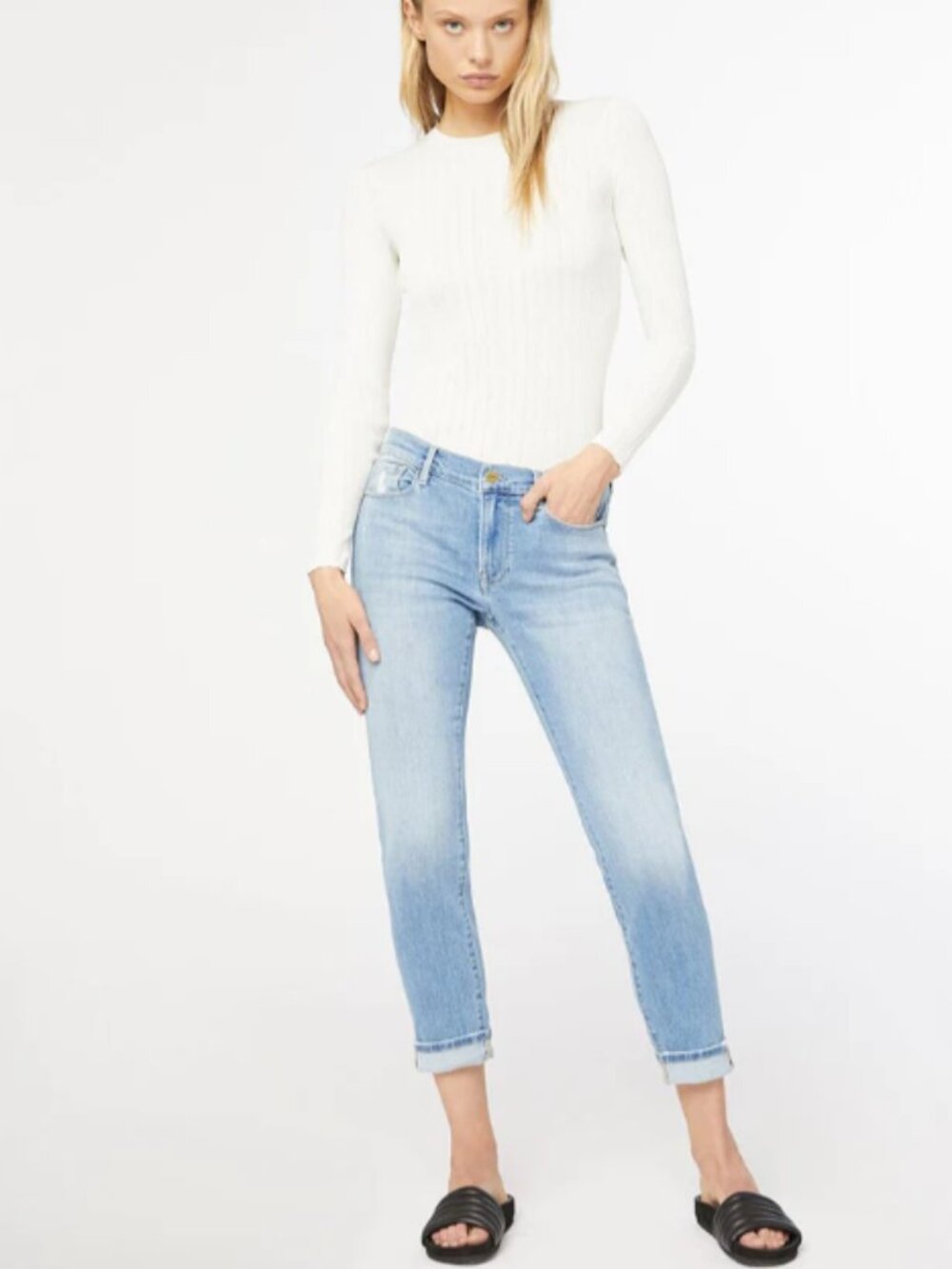 FRAME Le Garçon Slim Boyfriend Jeans Light Wash Size 28